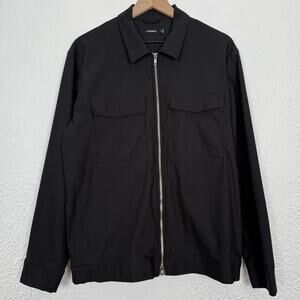 J. Lindeberg Men's Jason Full Zip Overshirt Jacket Black Size Medium